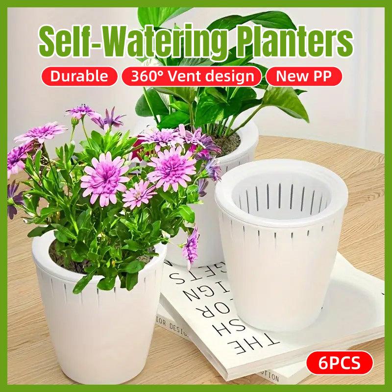 6pcs Self Watering Flowerpot Breathable Planter Indoor Outdoor Garden Basin