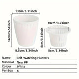 6pcs Self Watering Flowerpot Breathable Planter Indoor Outdoor Garden Basin - Side View