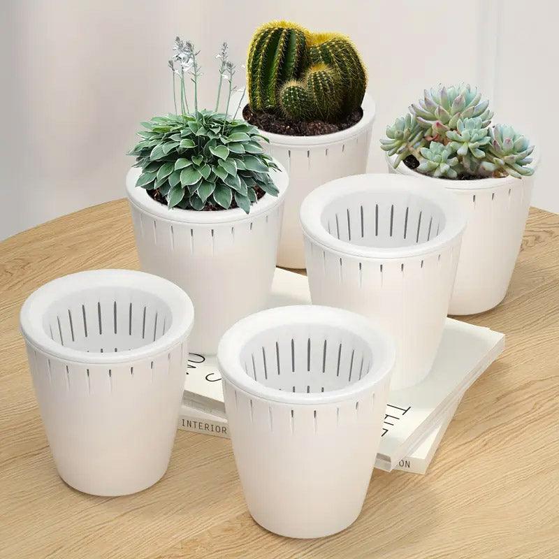 6pcs Self Watering Flowerpot Breathable Planter Indoor Outdoor Garden Basin
