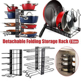 Multi-Layer Vertical Pot Lid Storage Rack Folding Kitchen Countertop Organizer - 5th-Floor