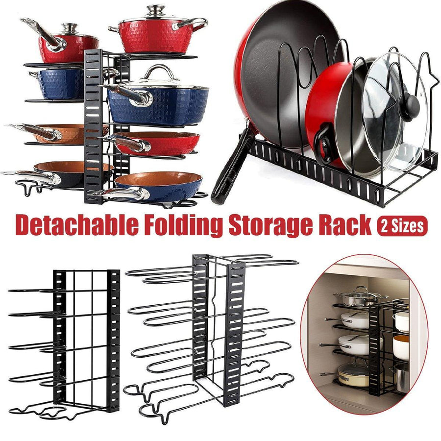 Multi-Layer Vertical Pot Lid Storage Rack Folding Kitchen Countertop Organizer - 5th-Floor