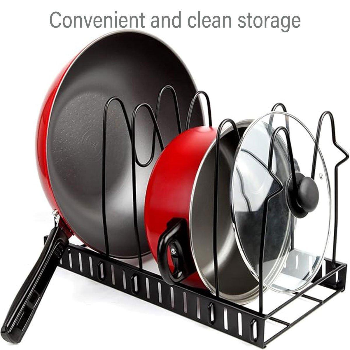 Multi-Layer Vertical Pot Lid Storage Rack Folding Kitchen Countertop Organizer - 5th-Floor