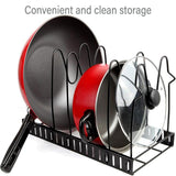 Multi-Layer Vertical Pot Lid Storage Rack Folding Kitchen Countertop Organizer - 5th-Floor - 45-Degree Angle