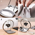 Removable Stainless Steel Pot Lid Spoon Rack Kitchen Draining Storage Holder