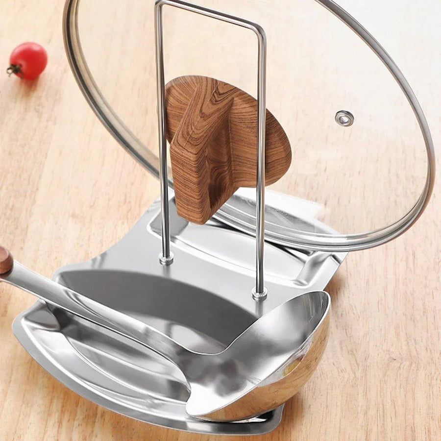 Removable Stainless Steel Pot Lid Spoon Rack Kitchen Draining Storage Holder