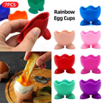 7PCS Breakfast Serving Cups Holders Set Boiled Egg Kitchen Silicone Egg Cup