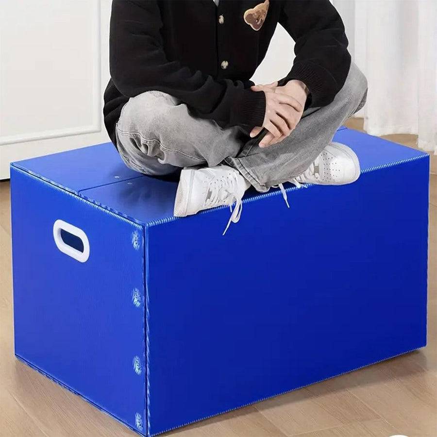 Large Capacity Waterproof Plastic Storage Box Foldable Moving Organizer Durable - 70x50x50cm
