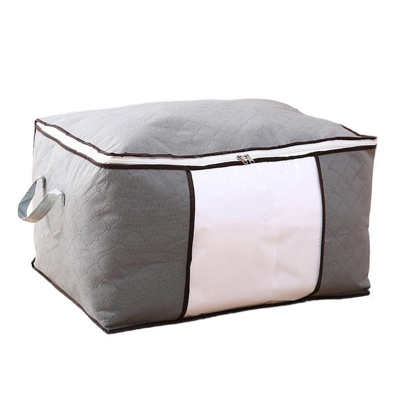 1/4X Bamboo Charcoal Clothes & Quilt Storage Bag with Zipper Box - 1 x Horizontal