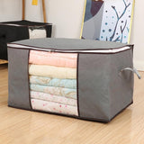 1/4X Bamboo Charcoal Clothes & Quilt Storage Bag with Zipper Box - 1 x Horizontal - Rear View