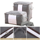 1/4X Bamboo Charcoal Clothes & Quilt Storage Bag with Zipper Box - 1 x Horizontal