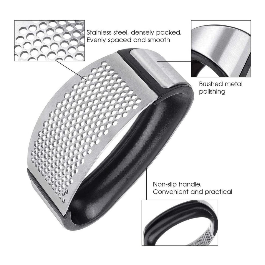 Stainless Steel Garlic Masher Press Crusher Squeezer Masher Kitchen Gadget - Black