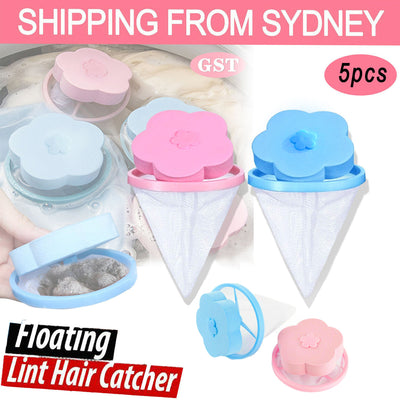 5X Washing Machine Filter Bag Floating Lint Hair Catcher Mesh Pouch Laundry Tool - Pink *5 PCS