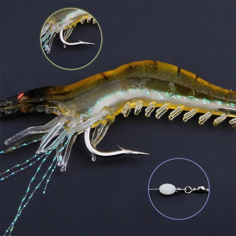 10 Pack Soft Shrimp Lures with Hooks for Bream Flathead Cod and Bass Fishing