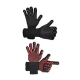 2X Heat Proof Resistant Oven Bbq Gloves 35Cm Kitchen Cooking Silicone Mitt New - Red - Side View