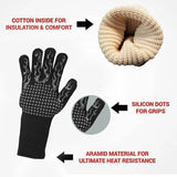 2X Heat Proof Resistant Oven Bbq Gloves 35Cm Kitchen Cooking Silicone Mitt New - Red - Rear View