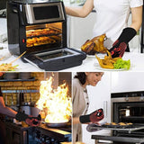 2X Heat Proof Resistant Oven Bbq Gloves 35Cm Kitchen Cooking Silicone Mitt New - Red - Extra Image