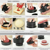 Manual Hamburger Press Round Meat Patty Mould BBQ with 100 Wax Discs - Top-Down View