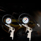 Air Tyre Inflator Pressure Meter Car Truck Tire Pump Hose Gauge Compressor Tools - Side View