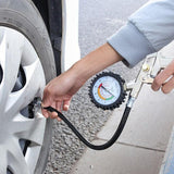 Air Tyre Inflator Pressure Meter Car Truck Tire Pump Hose Gauge Compressor Tools - Top-Down View