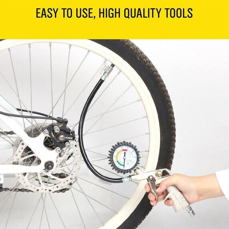 Air Tyre Inflator Pressure Meter Car Truck Tire Pump Hose Gauge Compressor Tools