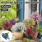 12pcs Artificial Flowers Set for Home Decor Wedding Party Fake Floral Decor - Blue