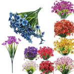 12pcs Artificial Flowers Set for Home Decor Wedding Party Fake Floral Decor - Blue