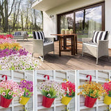 12pcs Artificial Flowers Set for Home Decor Wedding Party Fake Floral Decor - Blue - Top-Down View