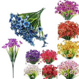 12pcs Artificial Flowers Set for Home Decor Wedding Party Fake Floral Decor - Purple - Front View