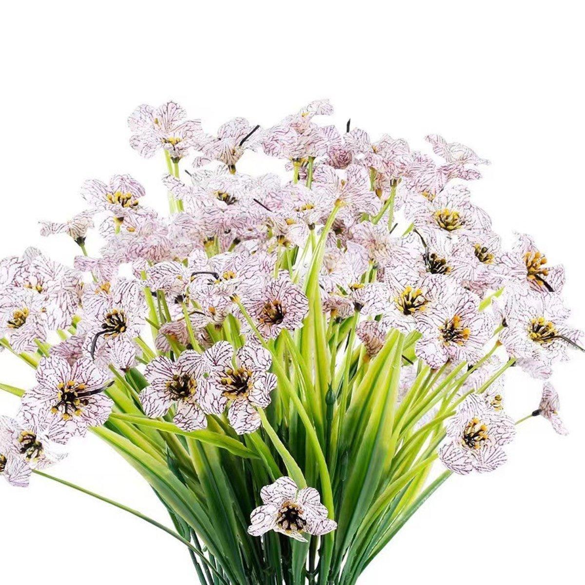 12pcs Artificial Flowers Set for Home Decor Wedding Party Fake Floral Decor - White