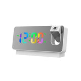 LED Digital Smart Alarm Clock Projection Temperature Time Projector LCD Display - Black - Rear View