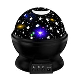 LED Night Star Galaxy Projector Rotating Lamp for Bedroom Ambience and Gift Use - Black - Rear View