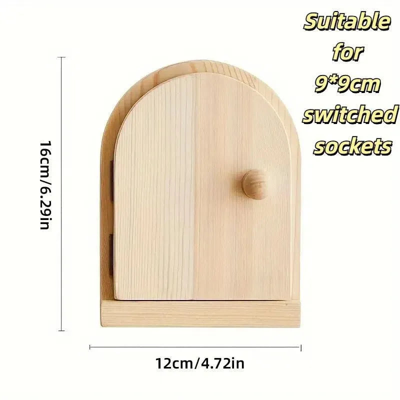 Solid Wood Wall Switch Protector Cover Socket Decorative Frame Masking Cover - Dark Wood