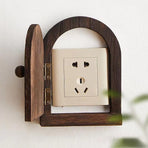 Solid Wood Wall Switch Protector Cover Socket Decorative Frame Masking Cover - Dark Wood