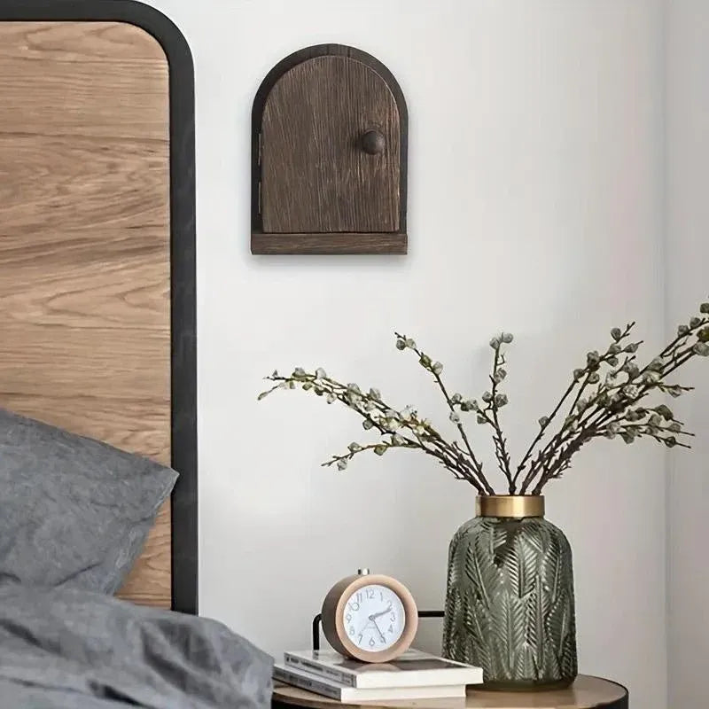 Solid Wood Wall Switch Protector Cover Socket Decorative Frame Masking Cover - Dark Wood