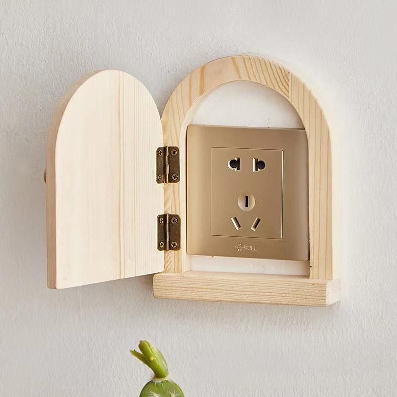 Solid Wood Wall Switch Protector Cover Socket Decorative Frame Masking Cover - Dark Wood