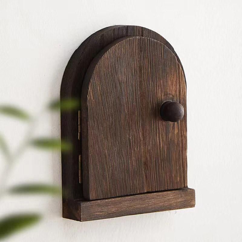 Solid Wood Wall Switch Protector Cover Socket Decorative Frame Masking Cover - Dark Wood