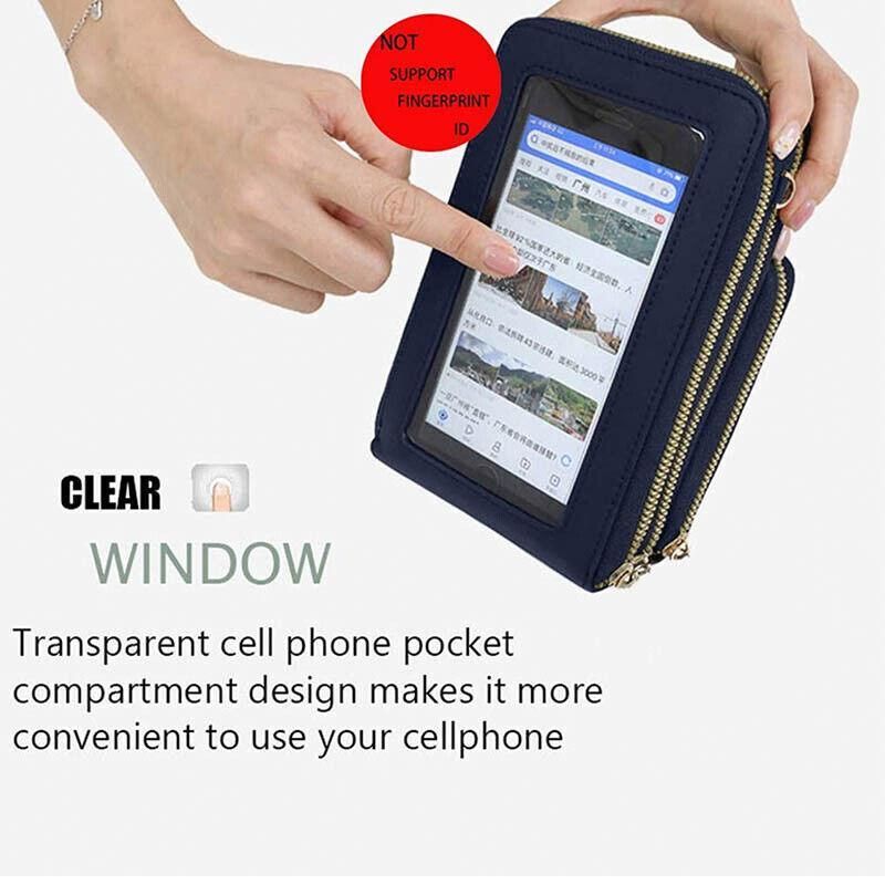 Women Crossbody Phone Purse Touch Screen Bag Rfid Blocking Wallet Shoulder Strap - Green