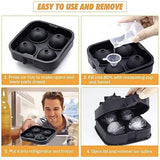 Large Ice Cube Tray Ball Maker Big Silicone Mold Sphere Whiskey Round Mould - Circular 4 grid - Extra Image