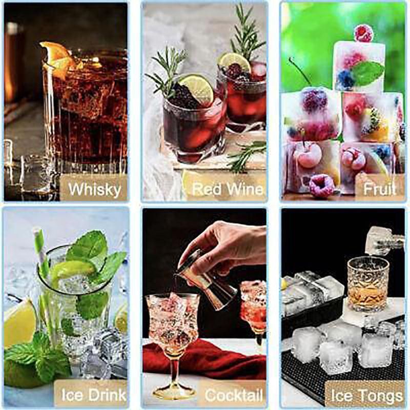 Large Ice Cube Tray Ball Maker Big Silicone Mold Sphere Whiskey Round Mould - Circular 4 grid