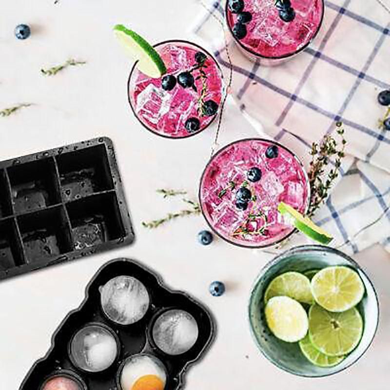 Large Ice Cube Tray Ball Maker Big Silicone Mold Sphere Whiskey Round Mould - Circular 6 grid