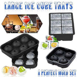 Large Ice Cube Tray Ball Maker Big Silicone Mold Sphere Whiskey Round Mould - Circular 6 grid