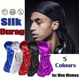 Velvet Durag Silky Hat Cap Men Women Premium Designer Doo Rag Wave Silk Headwear - Purple - Front View