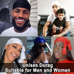 Velvet Durag Silky Hat Cap Men Women Premium Designer Doo Rag Wave Silk Headwear - Purple
