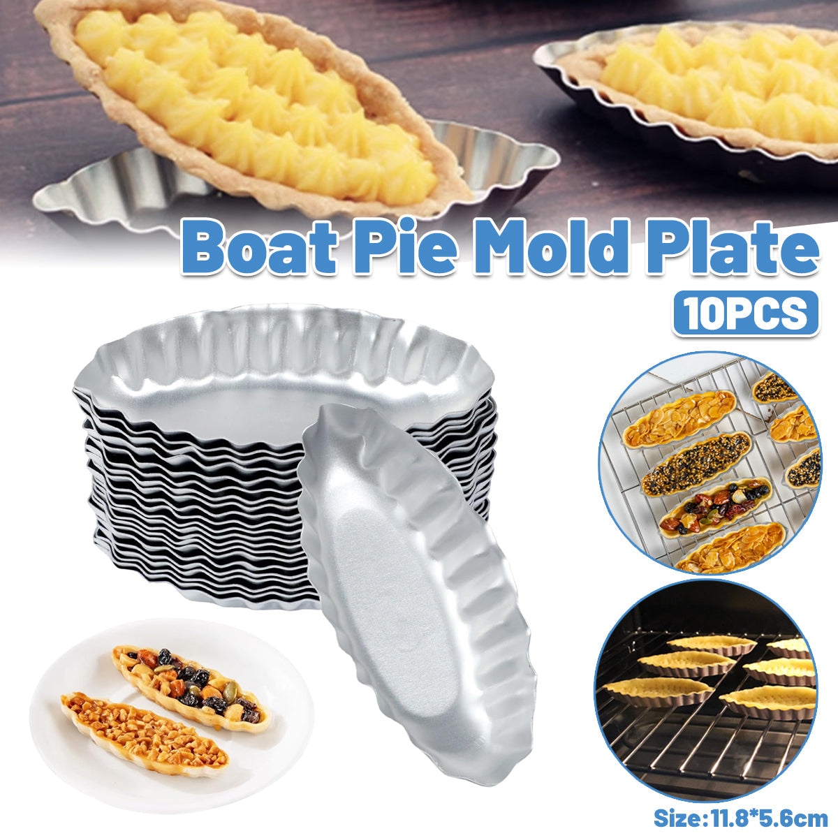10PCS Baking Egg Tart Mould Cake Tins Set DIY Cups Sailing Boat Pie Mold Plate