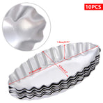 10PCS Baking Egg Tart Mould Cake Tins Set DIY Cups Sailing Boat Pie Mold Plate