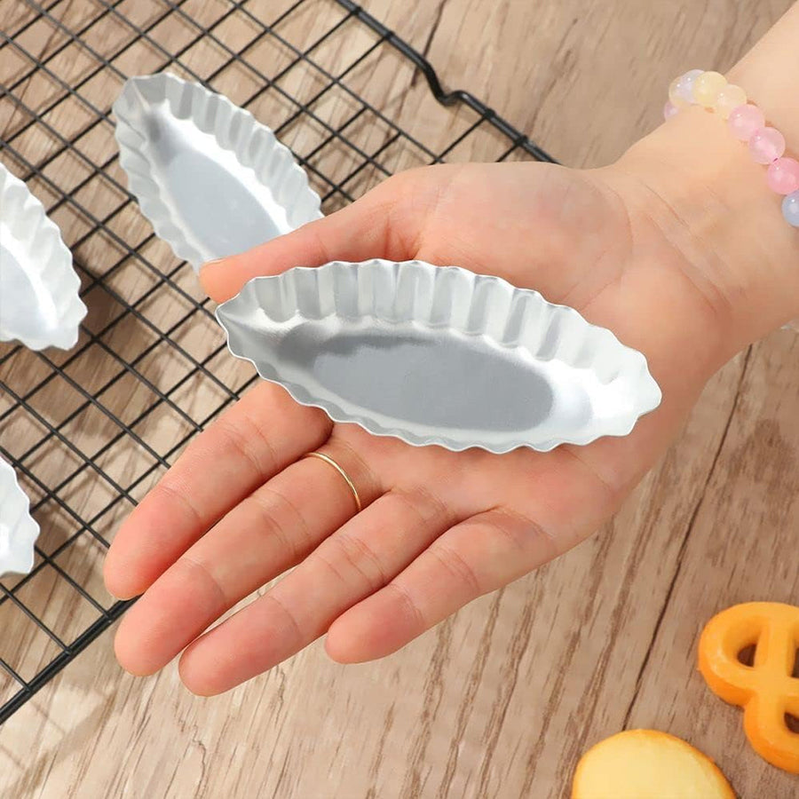10PCS Baking Egg Tart Mould Cake Tins Set DIY Cups Sailing Boat Pie Mold Plate