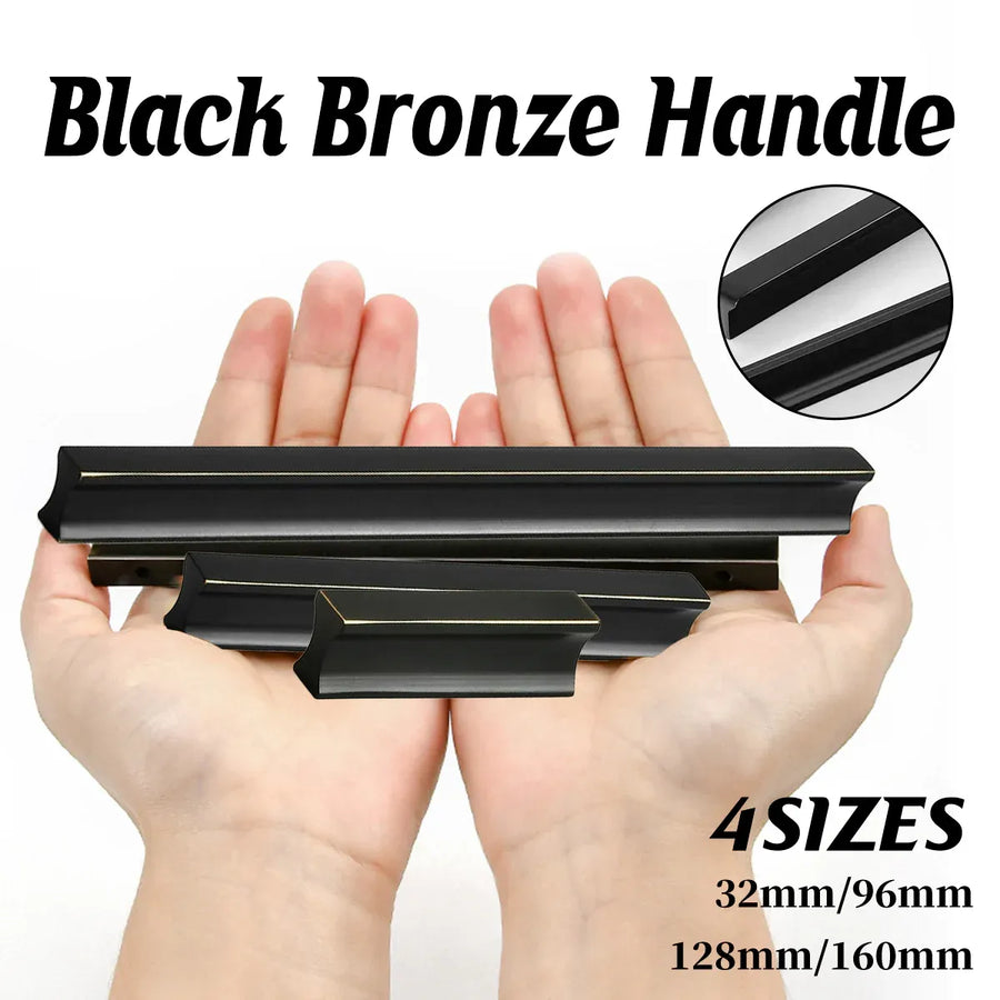 Pure Copper Handle North Black American Style for Closet Drawer Cabinet Door - 96mm