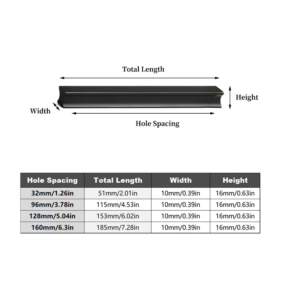 Pure Copper Handle North Black American Style for Closet Drawer Cabinet Door - 96mm