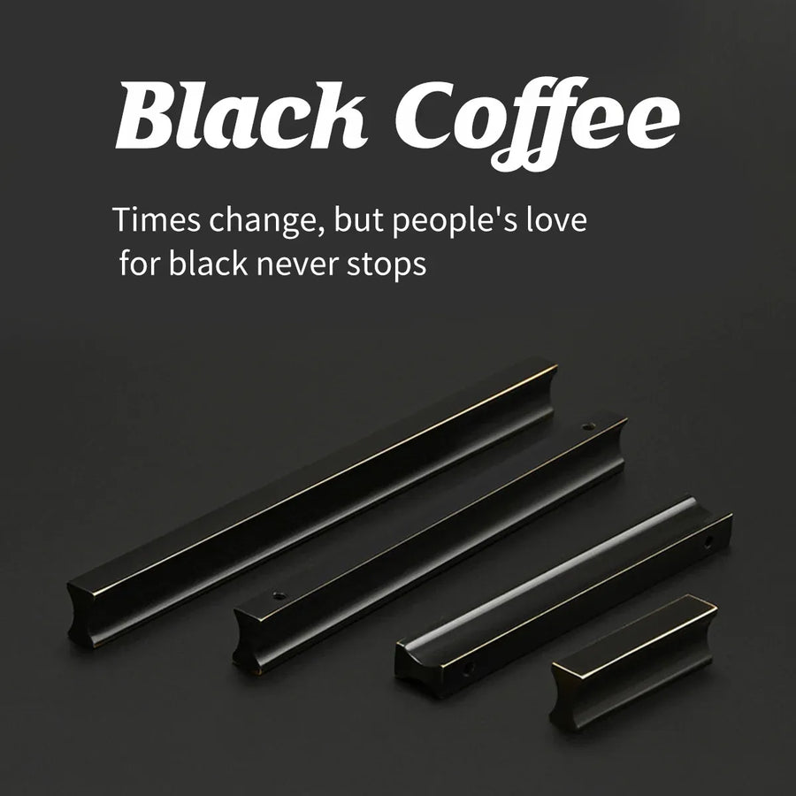 Pure Copper Handle North Black American Style for Closet Drawer Cabinet Door - 96mm