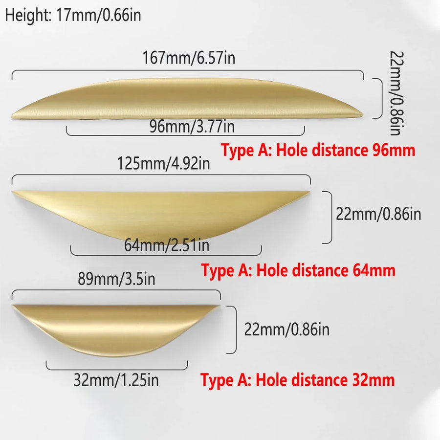 Chinese Cabinet Door Handle Pure Copper Pull Drawer Hand Handle Furniture - Type A-96mm